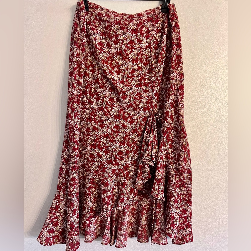 XL Max Studio side Tie Ruffle Maxi Skirt